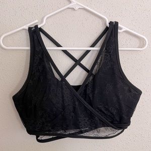 Black lace sporty bralette